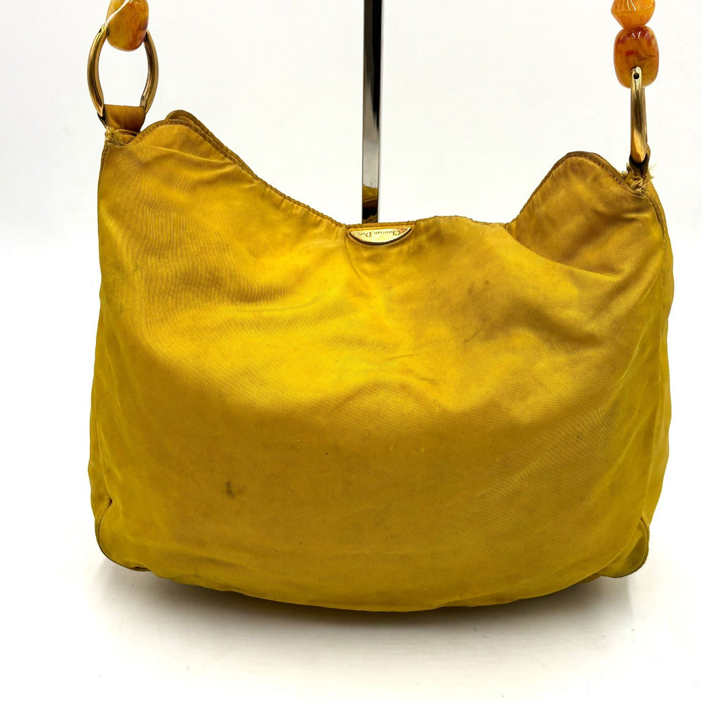 Vintage Christian Dior Yellow Nylon Shoulder Bag - Made in Italy