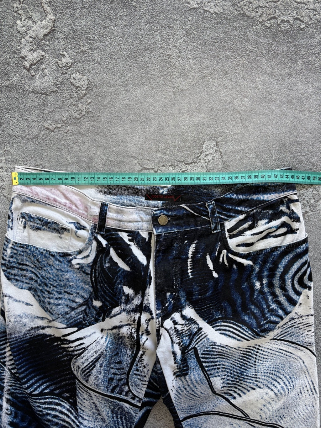 Vintage 2000's Roberto Cavalli Abstract Psychedelic Print Jeans Pants sz XL