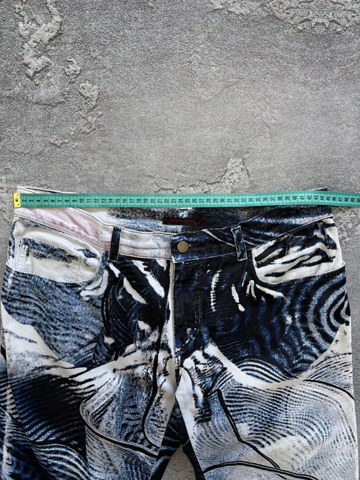 Vintage 2000's Roberto Cavalli Abstract Psychedelic Print Jeans Pants sz XL