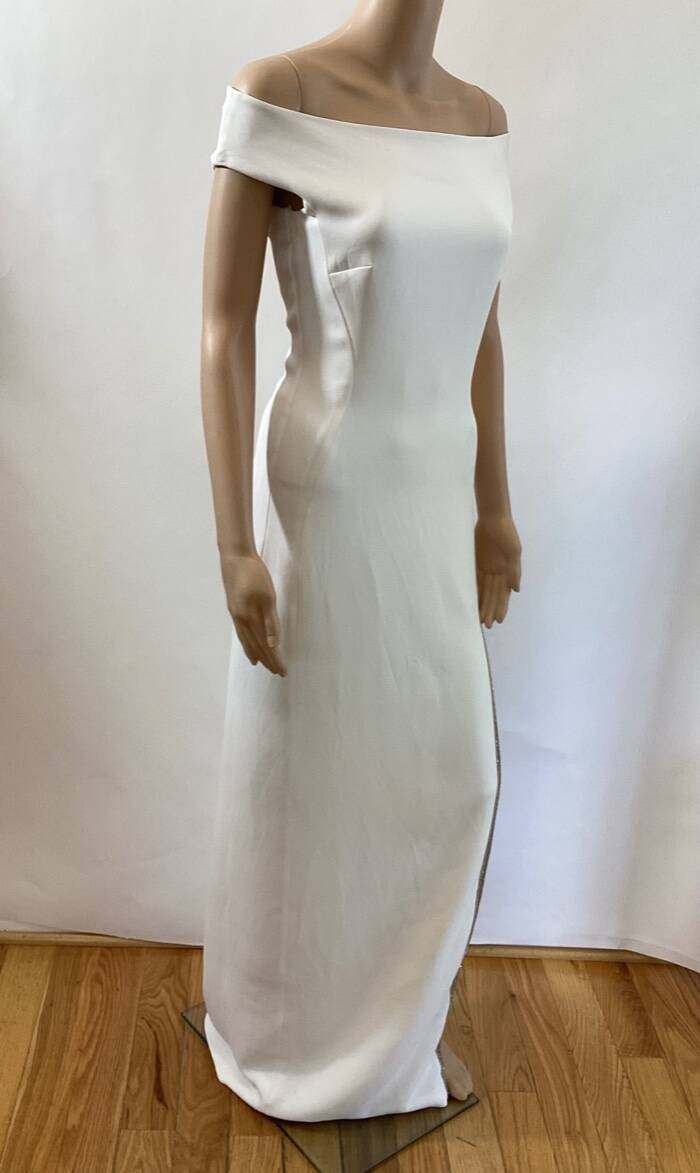 STELLA MCCARTNEY OFF THE SHOULDER SIDE SLIT DRESS SZ IT 38:MRSP: $3560