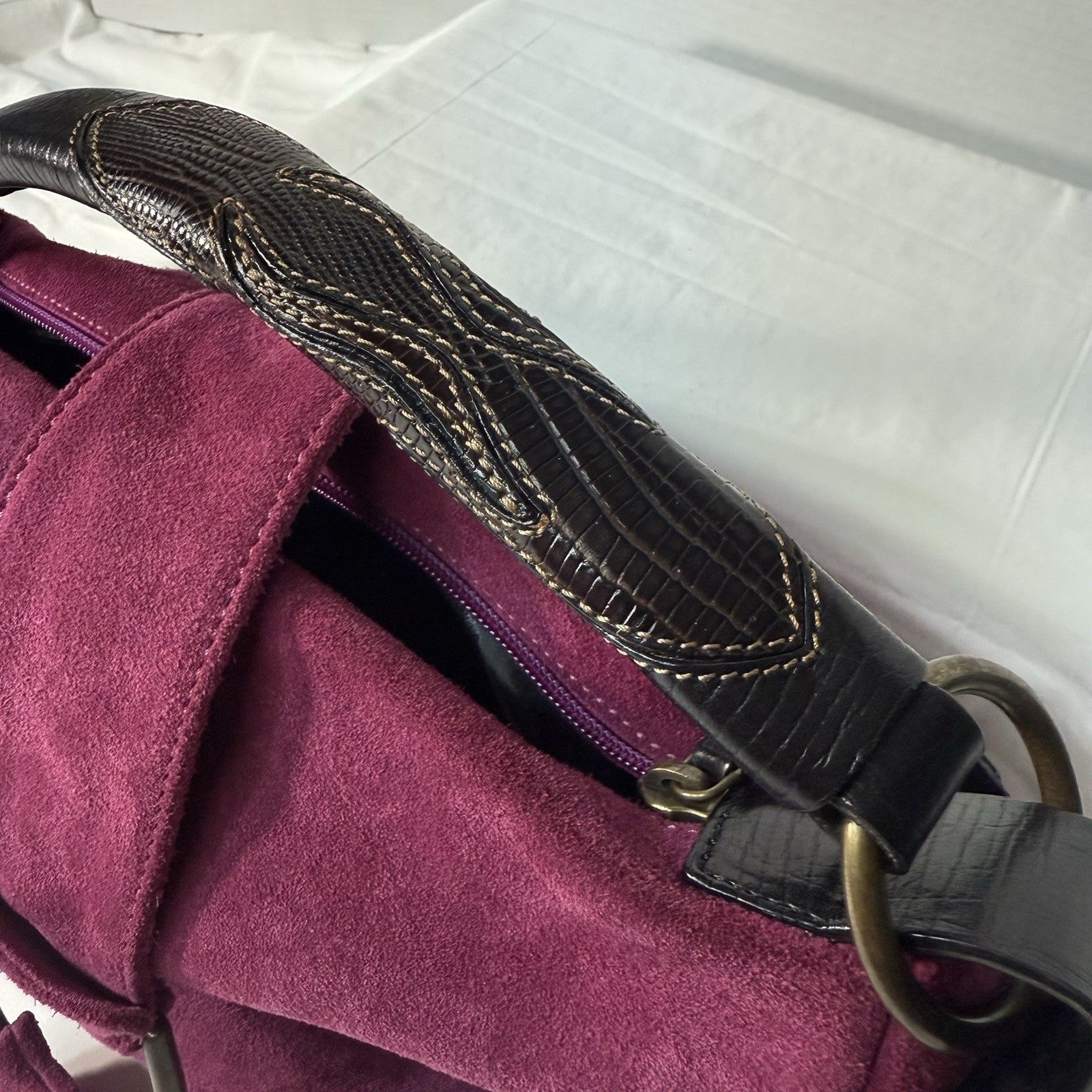 Francesco Biasia Split Leather Handbag - Purse - Maroon Soft Leather