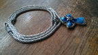 Sterling Silver Byzantine Chain Millefiori Glass Cross Alan K Murano ~ 67 Grams