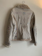 Cripple Creek Bedazzled Leather Jacket Beige Large
