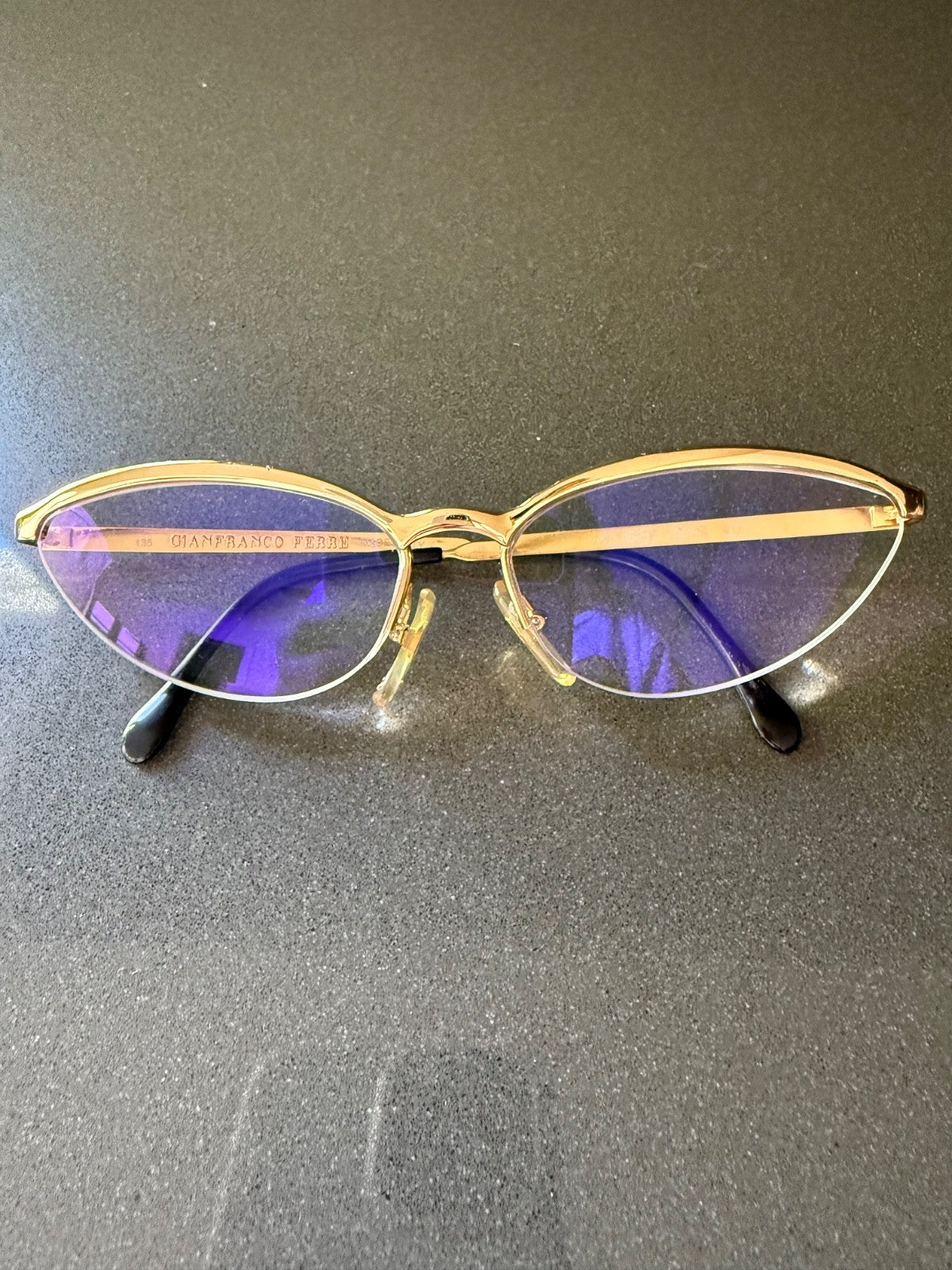 Gianfranco Ferre 1990's VINTAGE Cat Eye Sunglasses 191/S 012 Gold Half Rim