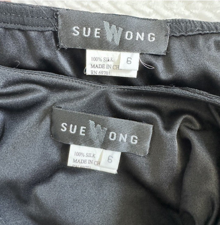 Sue Wong Vintage Silk Beaded Embroidered Skirt Top Set Size 6 Black