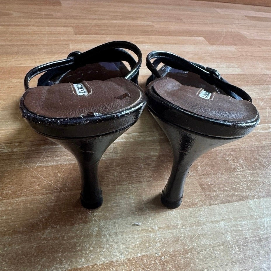 Vintage Donald J. Pliner Black Mesh Bow Kitten Heels