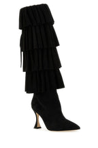 MANOLO BLAHNIK Miralone Knee High Black Suede 90mm Heeled Boots New & Authentic