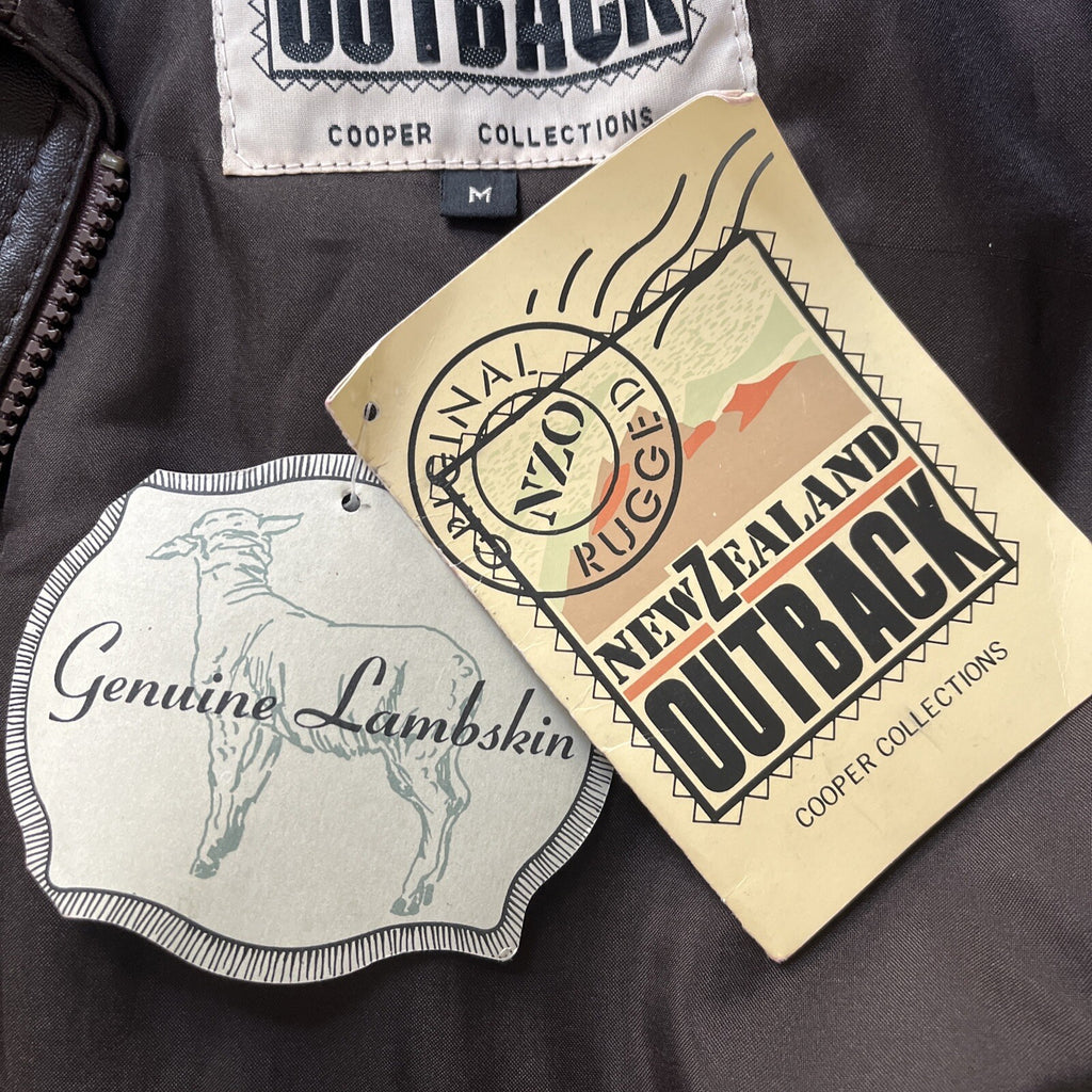 Vintage New Zealand Outback Bomber Jacket Leather Dark Brown Medium