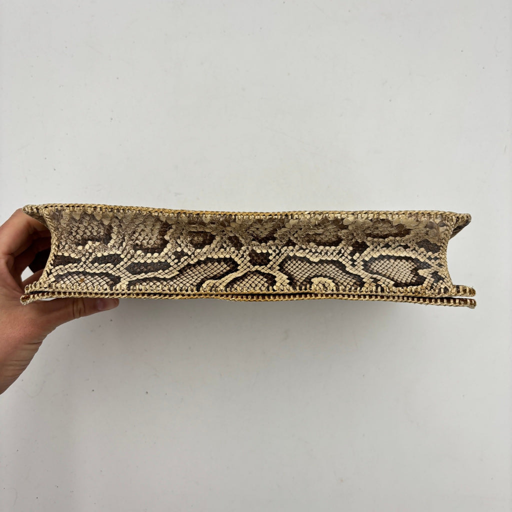 Vintage 1940s Genuine Python Snakeskin Clutch Purse Talon Hand Bag Exotic
