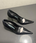 Gianmarco Lorenzi Ladies 37.5 4 Heels Python Exotic Nail Heel Pointed Slim Toe