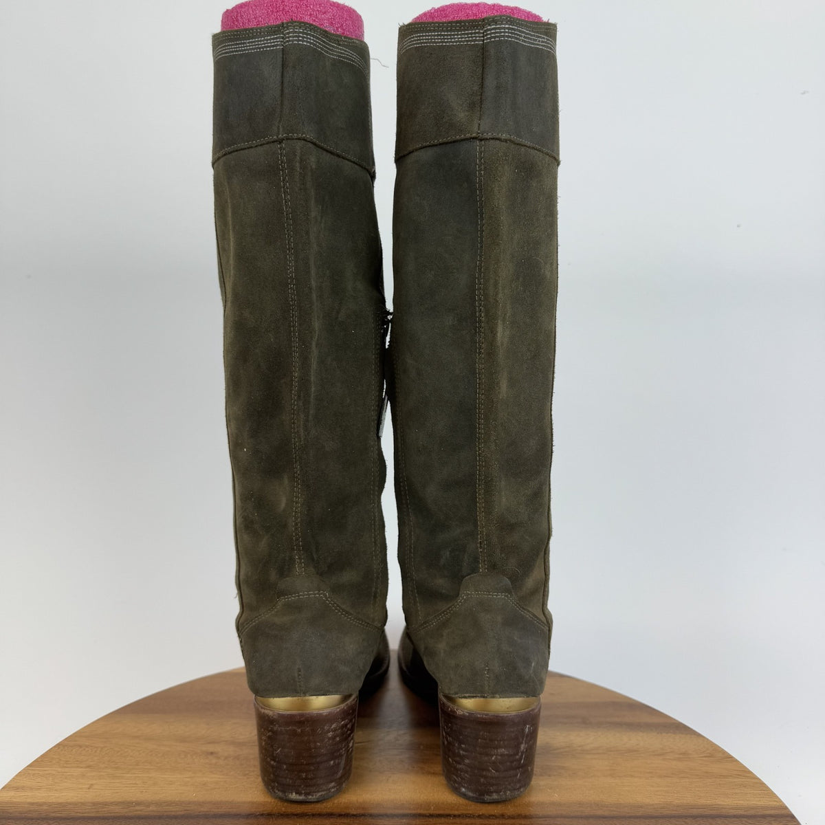 Donald Pliner Willi Green Suede Knee High Heeled Riding Boots Size 7.5