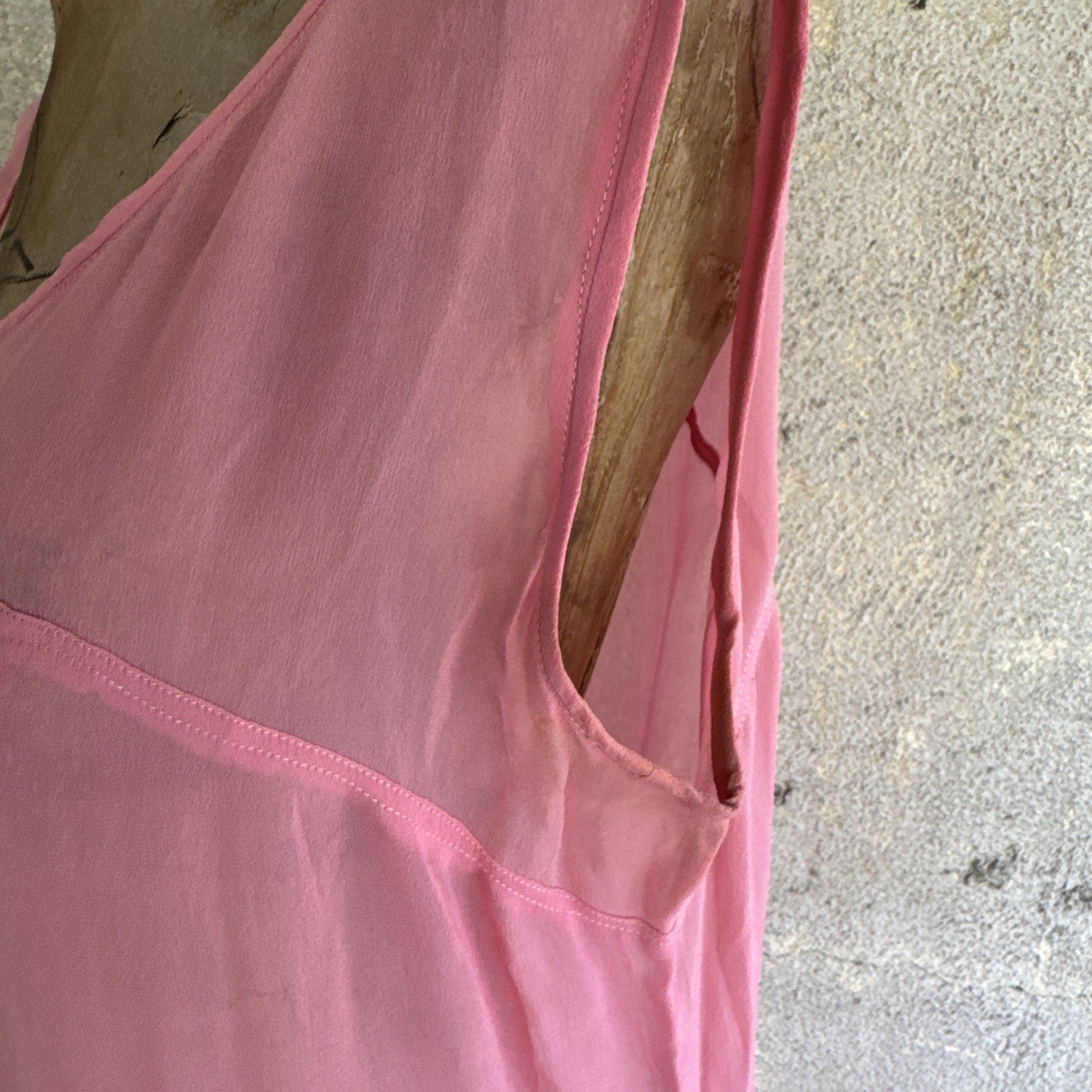 Vintage Late 1920s Early 1930s Bubblegum Pink Silk Chiffon Dress Sheer Ruffle