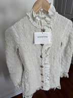 Alexander Wang Smocked Ruffle Long Jacket Dress S In Vintage White