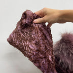 Vintage Y2K Purple Bolero Cropped Rabbit & Fox Fur Jacket Coat