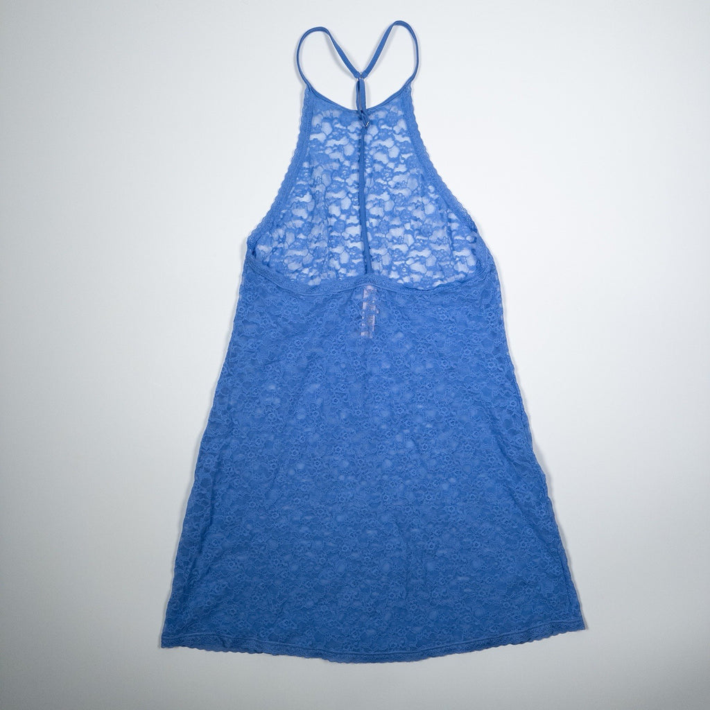 Victoria’s Secret Lace Chemise Slip Dress Blue M Racerback Lingerie Sleepwear