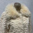 Vintage Y2K Cream Rabbit and Fox Fur Coat