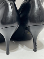 Vtg CHANEL BLACK LEATHER CC LOGO SOCK BOOTS 39