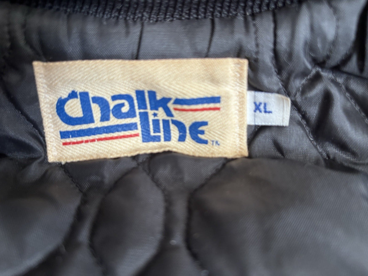 Chalk Line 1980s 49ers Black Satin Jacket XL