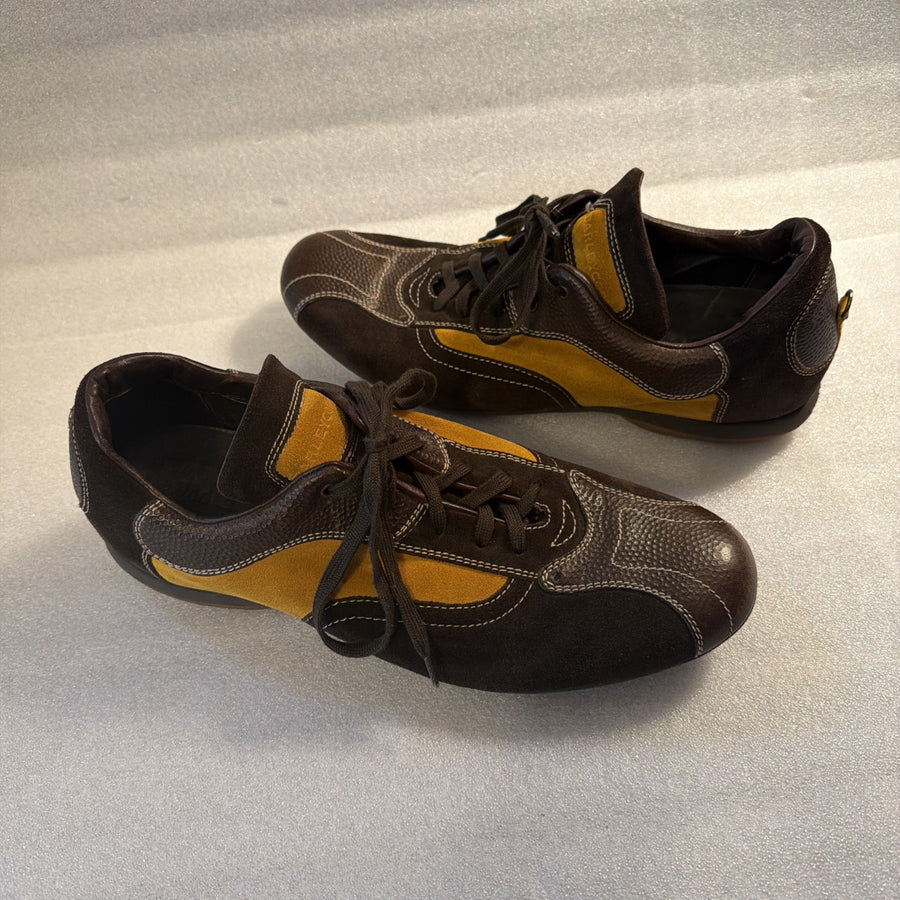 Barleycorn Suede and Leather Laced Shoes Gold and Brown US 10