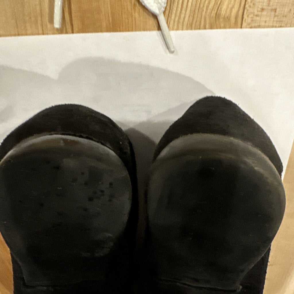 Costa Blanca Black Suede Driving Shoes with Leopard Print Calf Hair Size 8