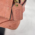 Vintage Coach Y2K Demi Soho Flap Shoulder Bag Suede 8A18 Salmon Pink Pre-Owned