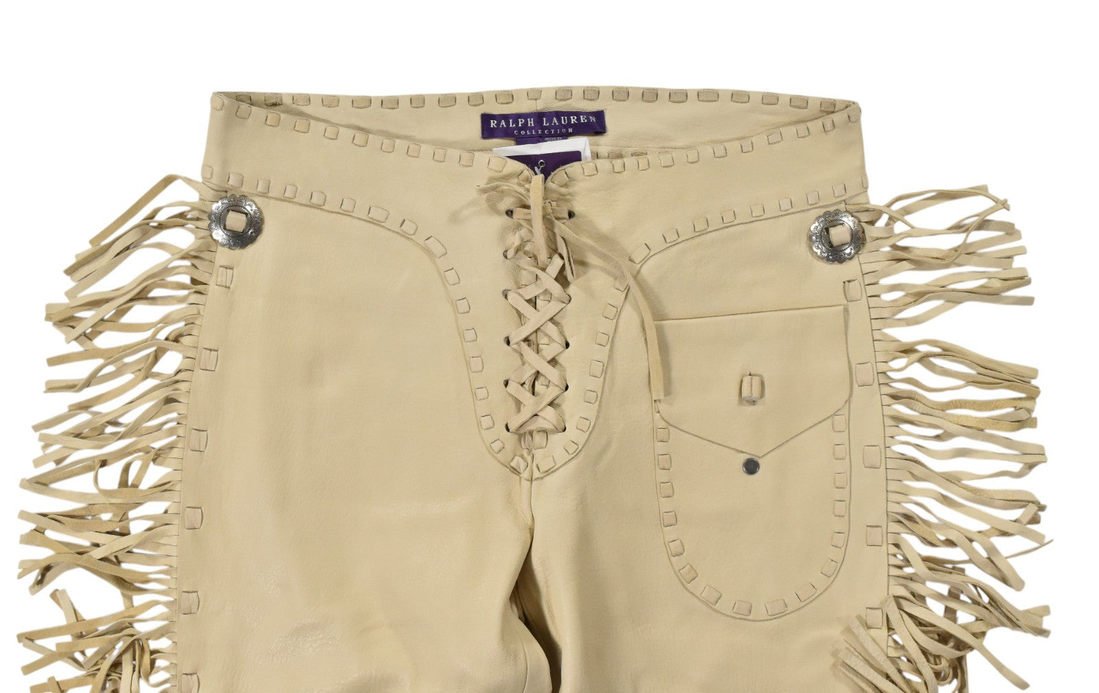 Ralph Lauren Purple Label Vintage Leather Western Fringed Pants New $3998