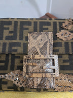 Fendi shoulder bag Mamma Baguette Beaded Flower Zucca Brown