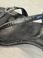 Vintage Casadei Black Leather Strappy Rhinestone Heel - Women's Size 6.5