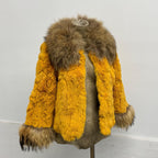 Vintage Y2K Gold Rabbit and Raccoon Fur Jacket