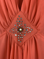 Vintage 1970s Angel Sleeve Rhinestone Maxi Dress