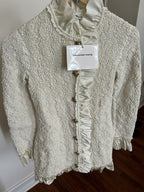 Alexander Wang Smocked Ruffle Long Jacket Dress S In Vintage White
