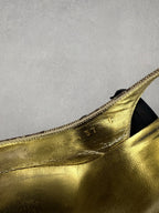Gucci Vintage GG Monogram Canvas Slingback Pumps Leather Cap Toe EU 37
