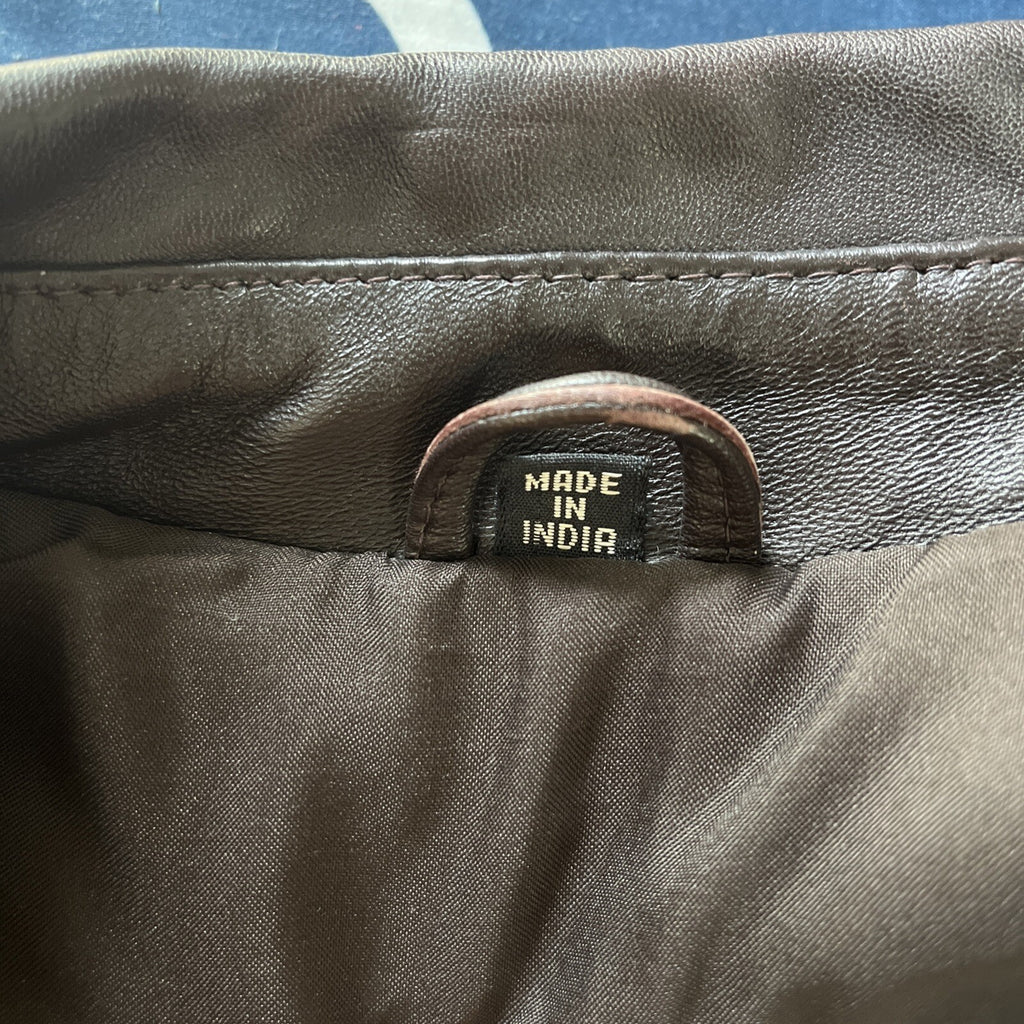 Vintage New Zealand Outback Bomber Jacket Leather Dark Brown Medium
