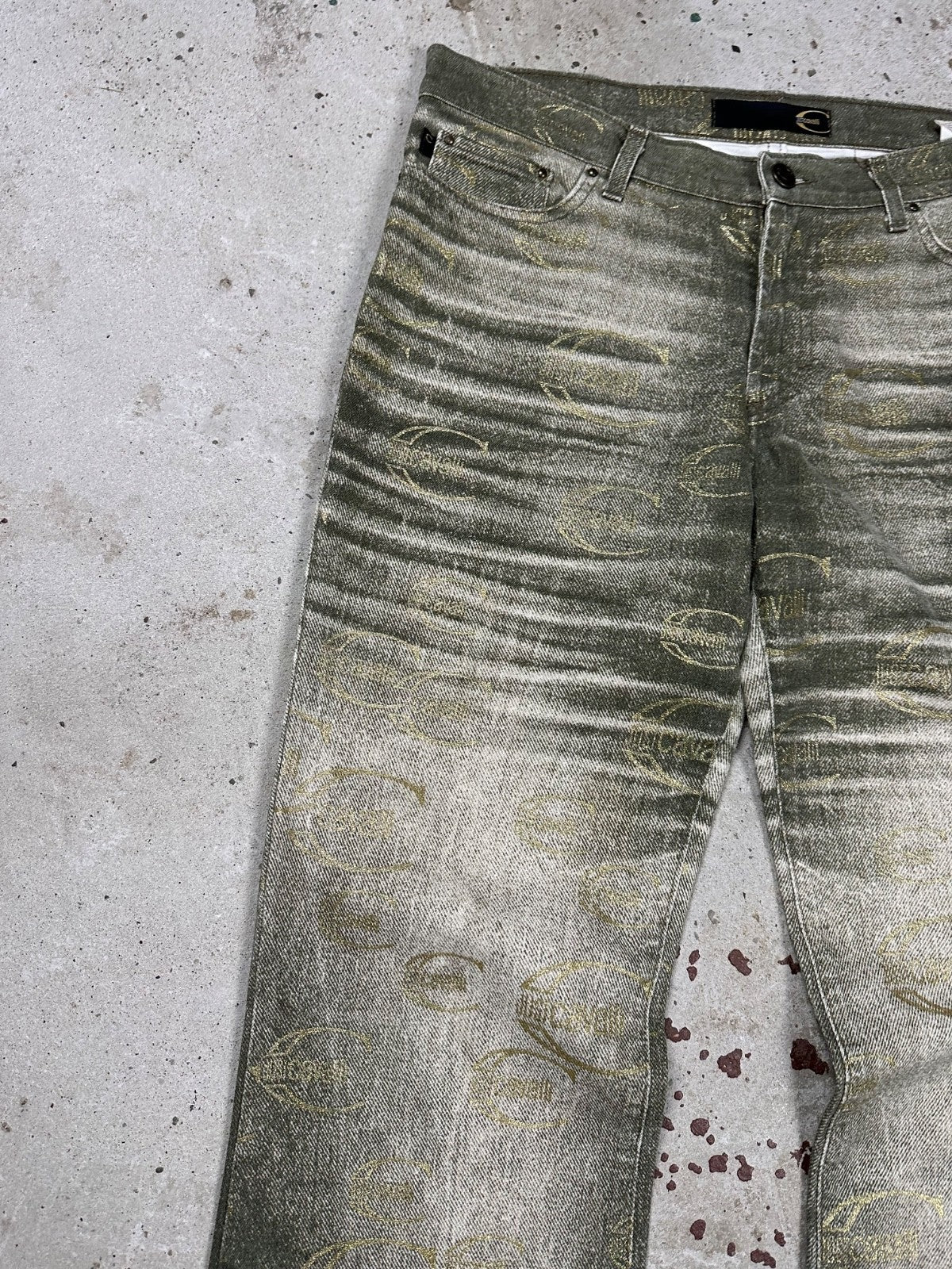 Vintage 2000s Roberto Just Cavalli Monogram Flare Denim Pant Bootcut Print