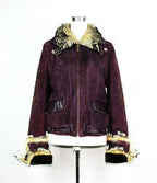 Leather Purple Shearling Jacket Size 42