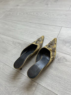 Vintage 90s Escada Women’s Brown Embroidered with Stones Made in Italy Size 37