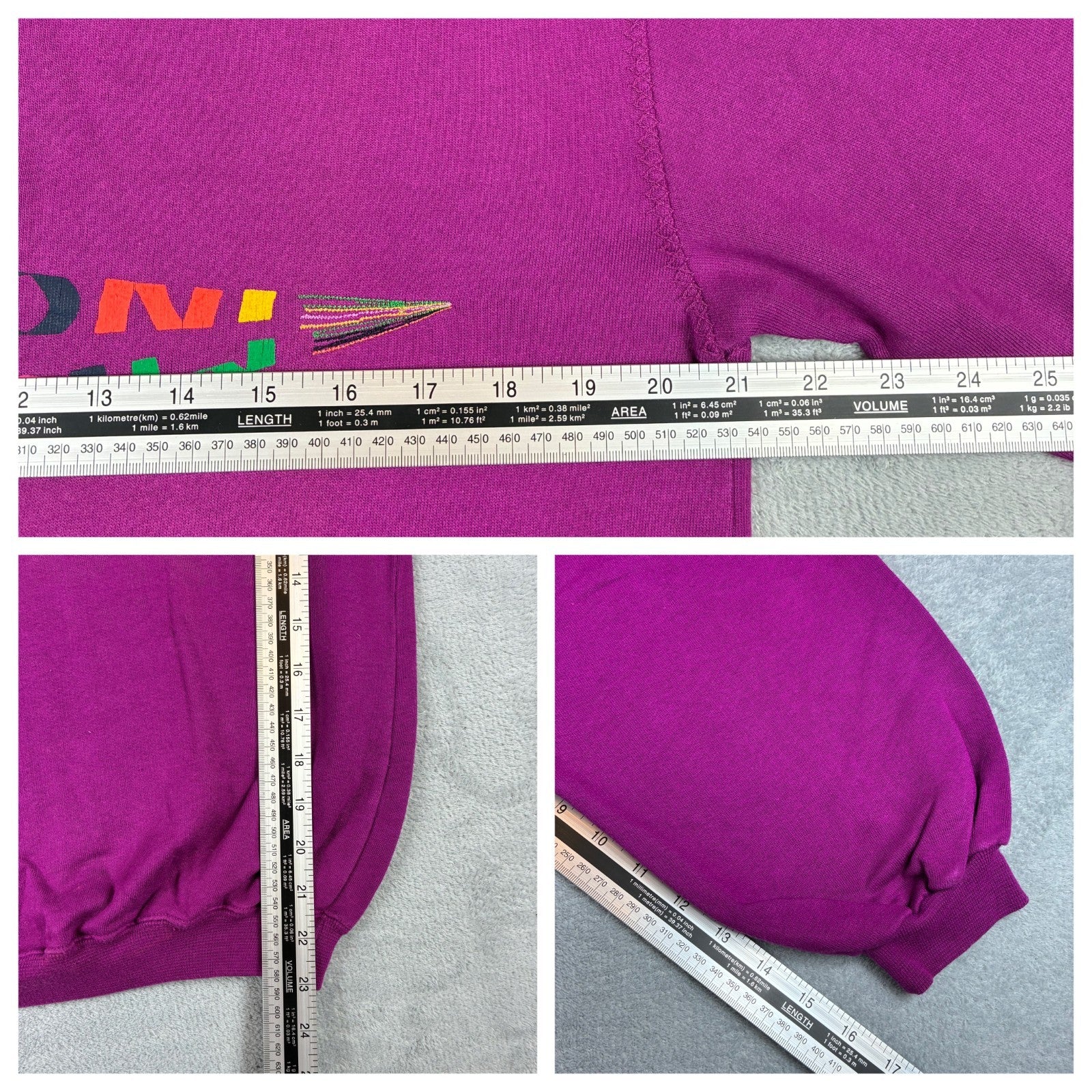 Missoni 1980s Purple Spellout Logo Button Up Jumper Size 42