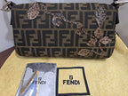 Fendi shoulder bag Mamma Baguette Beaded Flower Zucca Brown