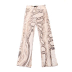 2000s Roberto Cavalli Grey and Ivory Python Snake Scale Print Jeans Size S W28