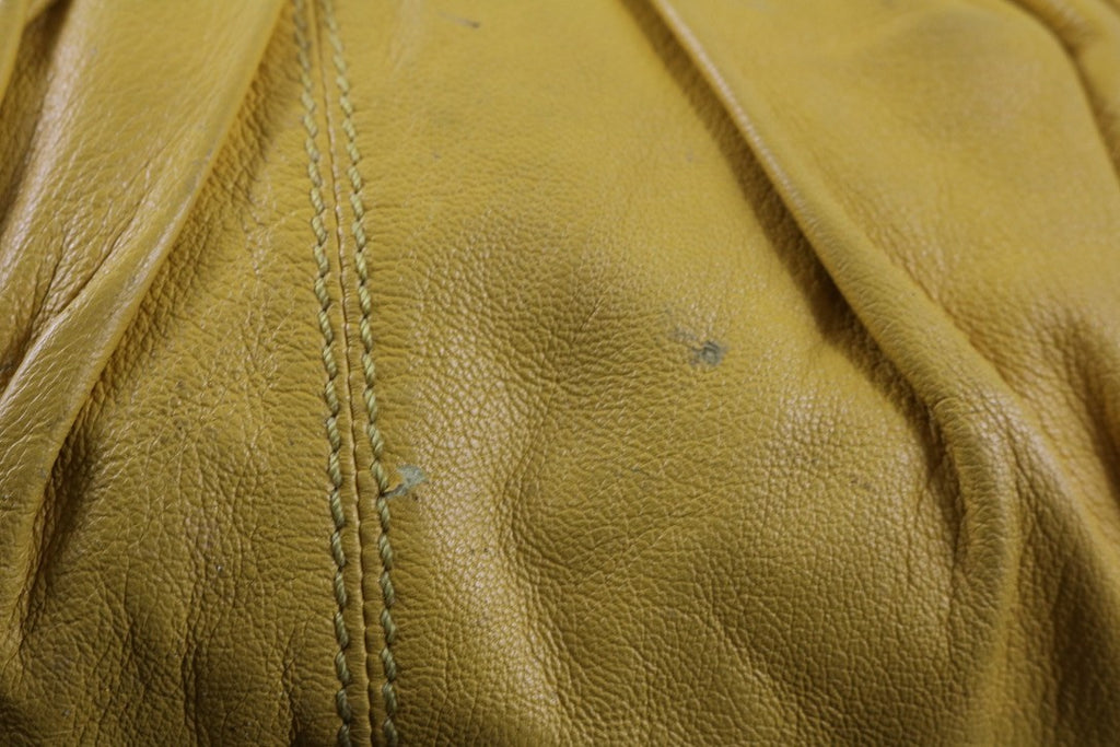 Isabella Fiore Large Yellow Leather Whipstitch Tassel Hobo