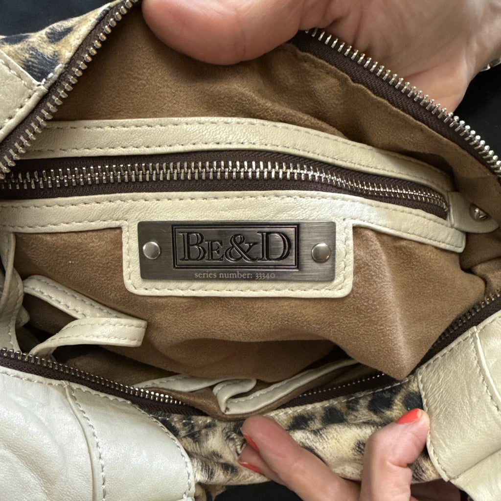 BE & D Garbo Natural Beige Leather Large Studded Tote