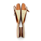 Vintage Chanel Four Leaf Clover Bow Canvas and Leather Slip On Mules Flats 38.5