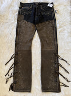 RRL Double RL Ralph Lauren New Studded Suede Denim Jeans Western 34