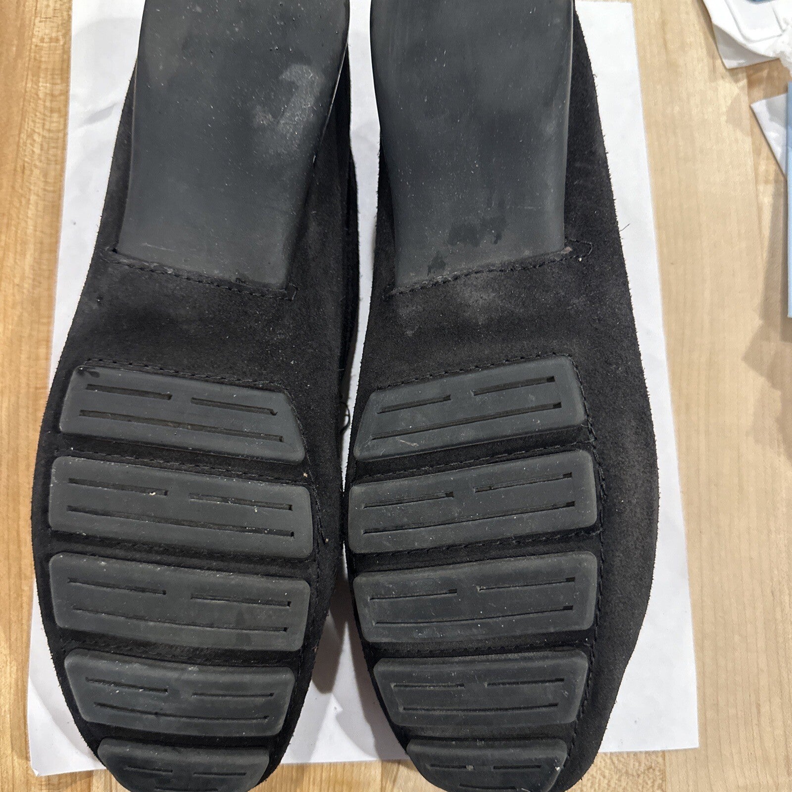 Costa Blanca Black Suede Driving Shoes with Leopard Print Calf Hair Size 8