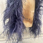 Vintage 1930s Navy Ostrich Feather Boa Scarf Shawl Old Hollywood Dress Accent