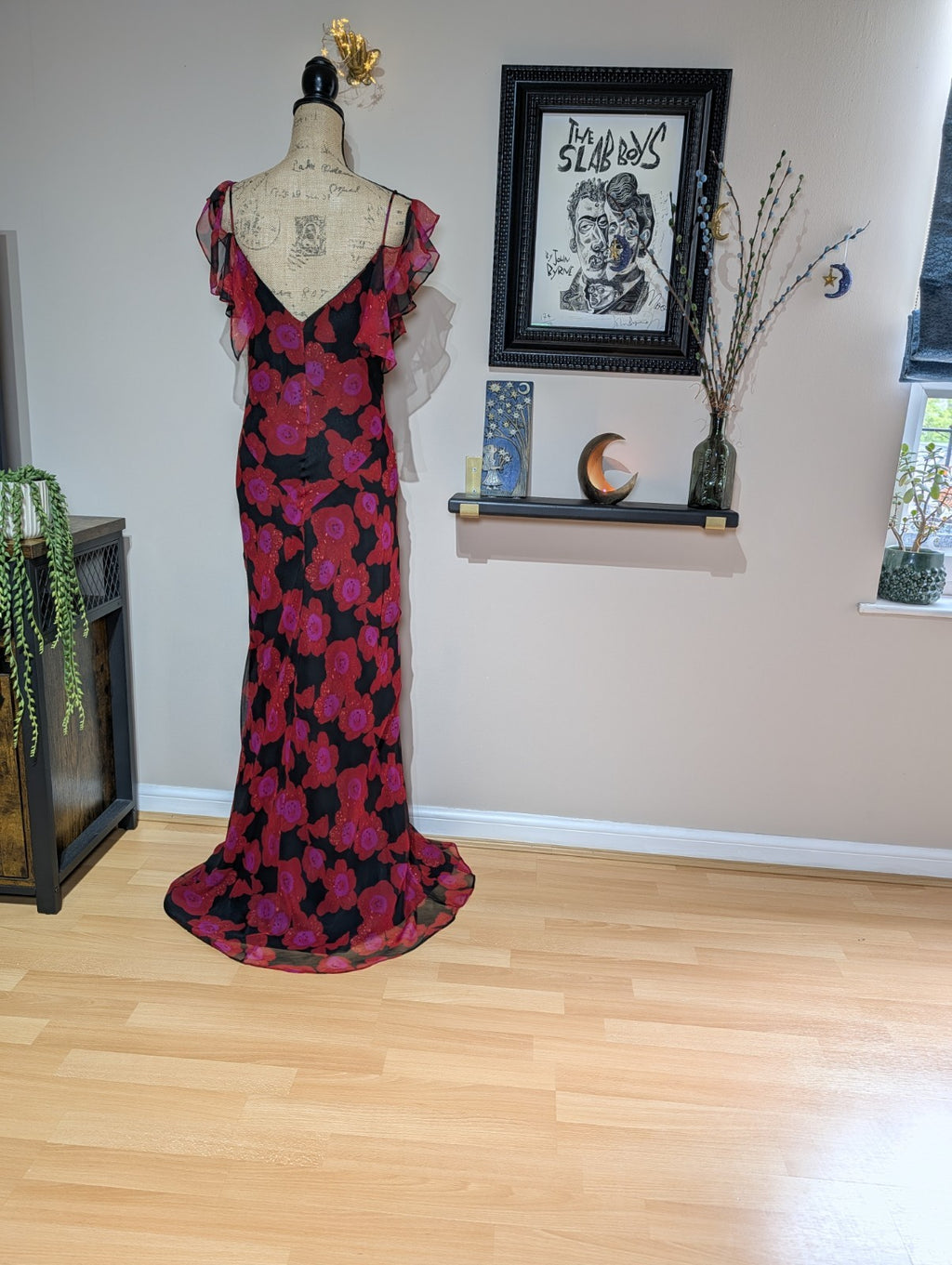 100% Silk Beaded Floral Dress