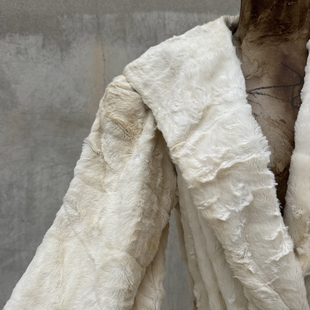 Vintage 1930s White Plush Teddy Bear Dressing Gown Ermie Art Deco Dress Coat