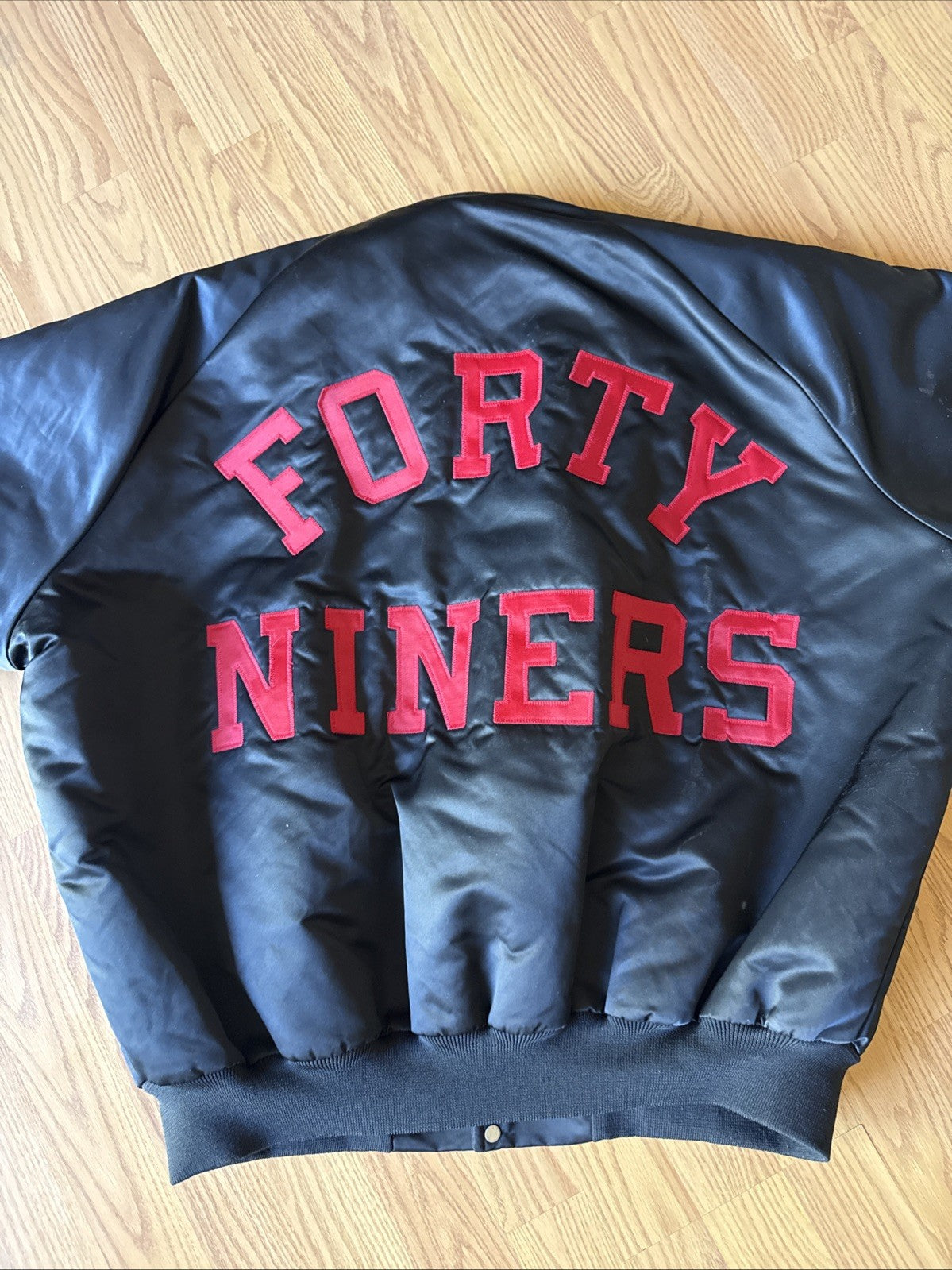 Starter Chalk Line 1980s San Francisco 49ers Black Satin Jacket XXL