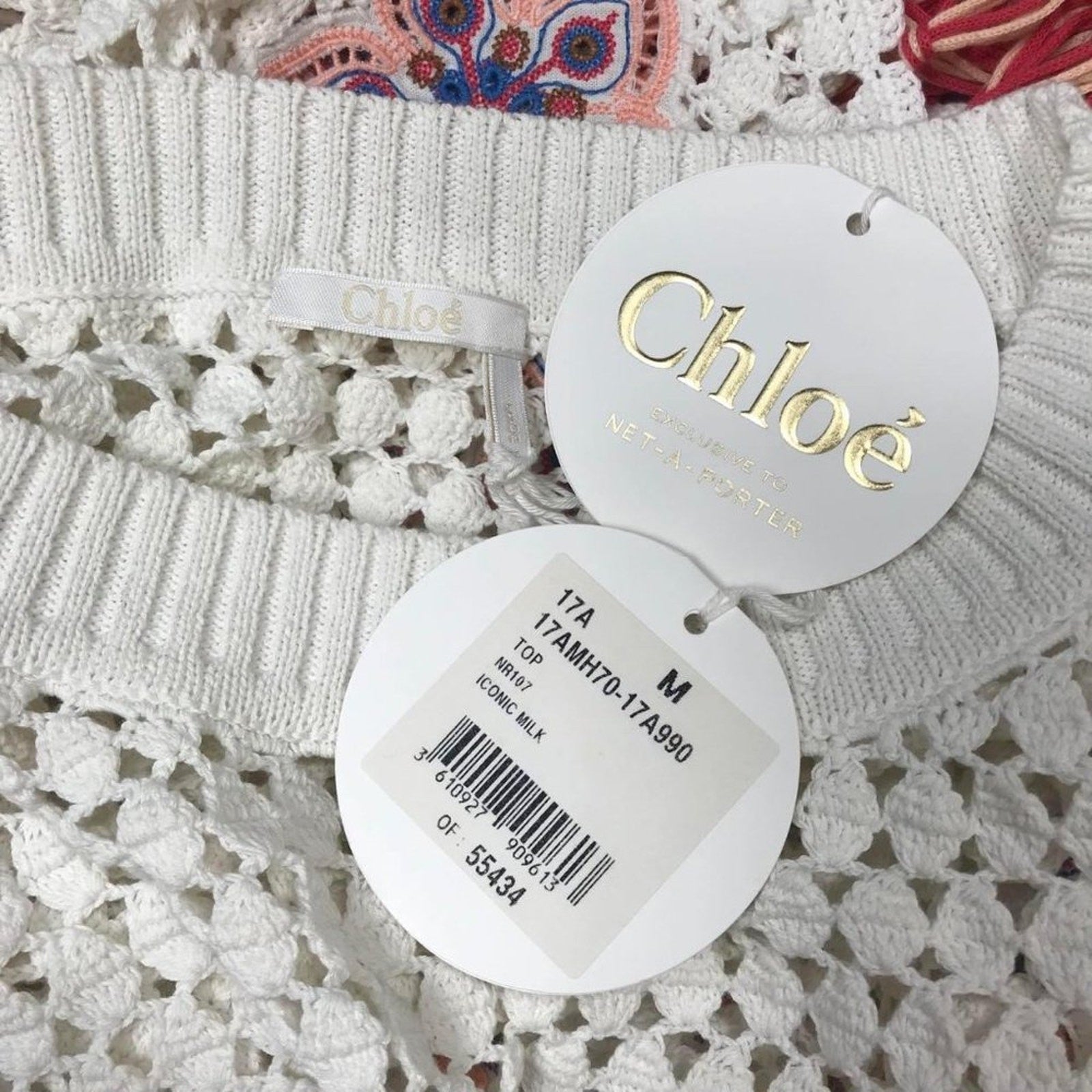 Chloe Fringed Embroidered Crochet Poncho $1795 Size M NWT Rare