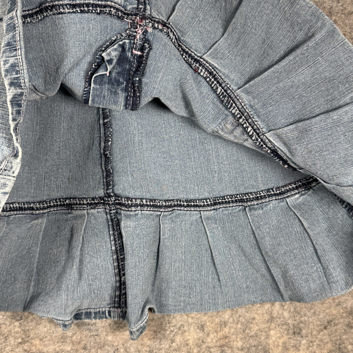 Lazer Y2K Denim Mini Skirt Size 9 Ruffle Bottom